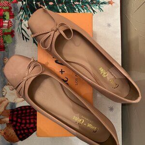 NEW Women's Chase + Chloe "Charlotte" Nude Ballet Flats with Bows - Size 6.5